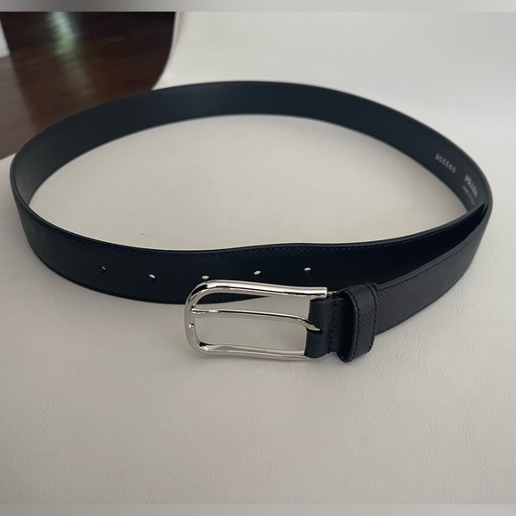 Men's Black Prada Leather Belt 90/36